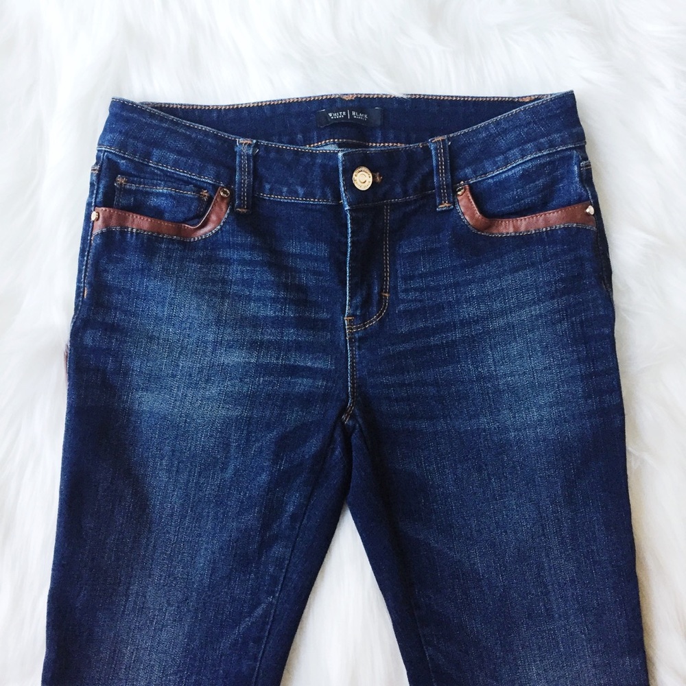 WHBM Skinny Jeans with Leather Detail. - Picture 5 of 8